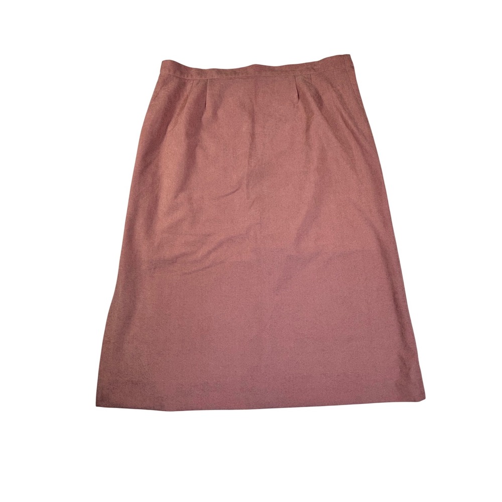 Vintage Dusty Rose Pink Faux Suede 35W A-Line Midi Skirt High Waisted Size 16